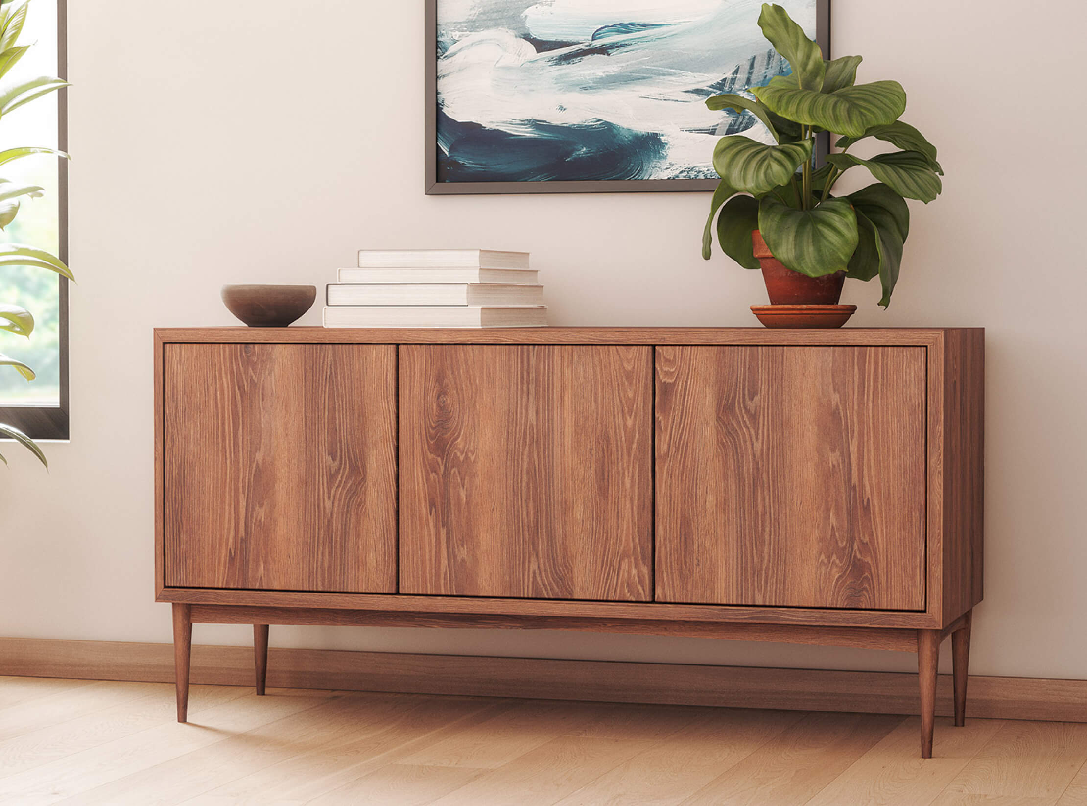 Real wood store credenza