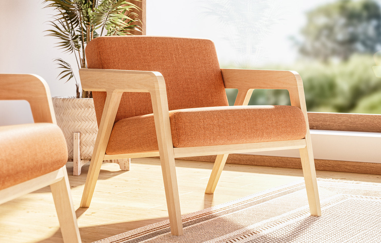IRL: Burr Accent Chair in Smart Canyon fabric and solid maple frame