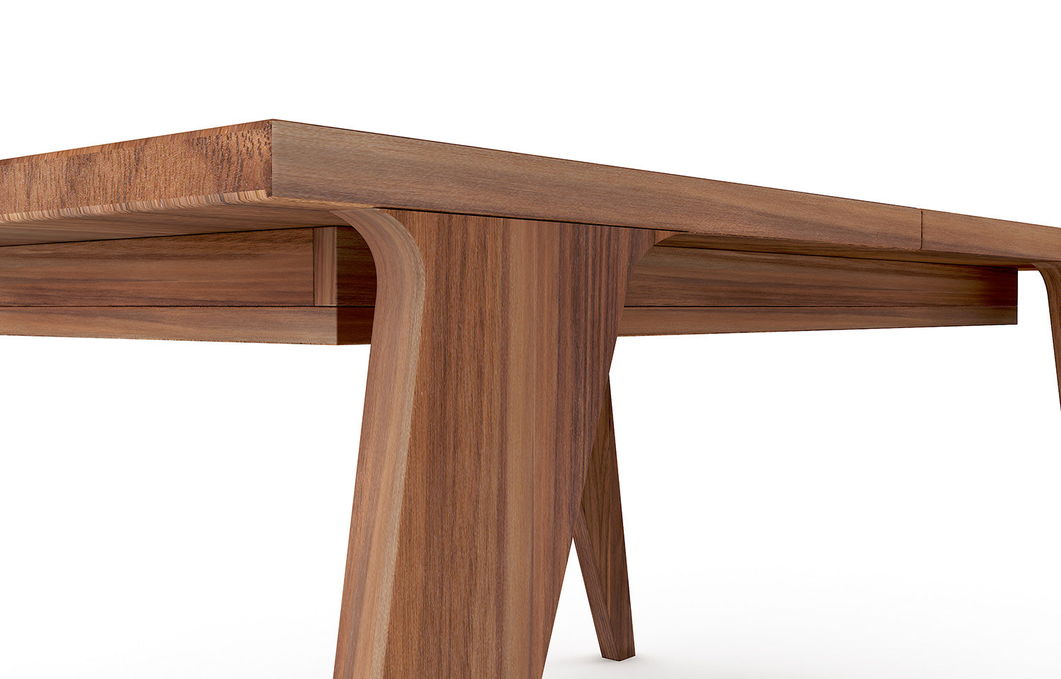Closeup of Corner of Palder Extendable Dining Table in Walnut