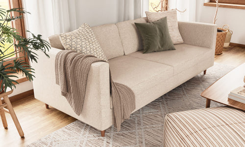 IRL: Mota Sofa shown in Alpine Dove fabric and Thom Cafe legs